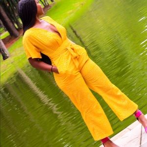 Mustard and White Polka Dot Jumpsuit